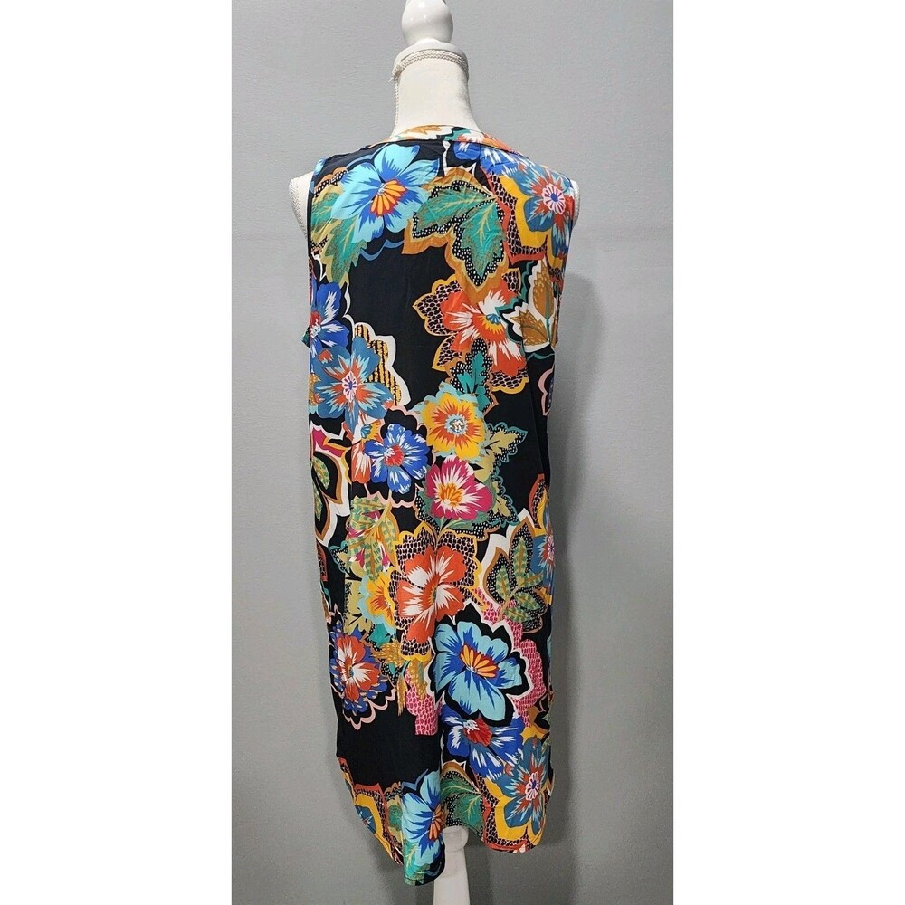 SPENSE Women's Sleeveless Shirt Duster Black Paisley Floral Midi Boho Sizes M - Picture 2 of 5